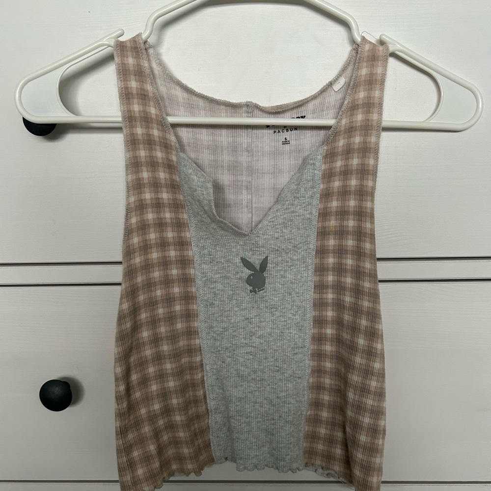 PacSun Plaid and Gray Women's Top
